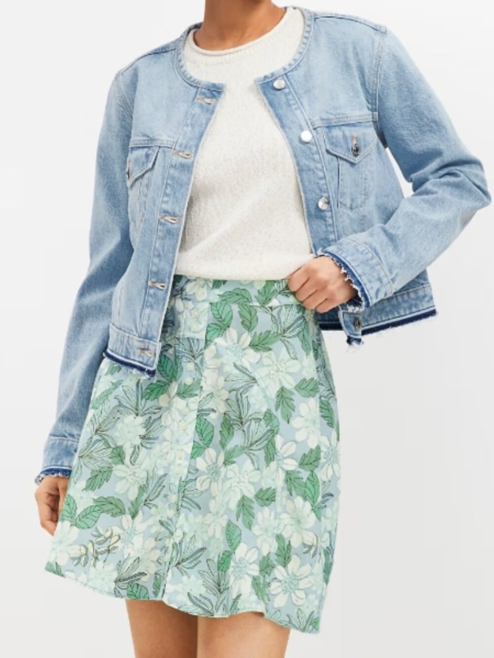 Loft - Gardenia Linen Blend Button Mini Skirt - Picture 2 of 7